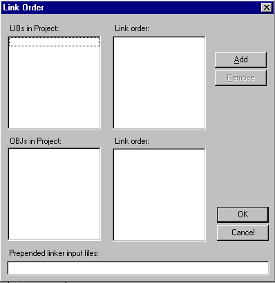 Figure 16-18 Link Order dialog box