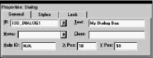 Figure 7-16 Properties of a dialog resource