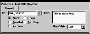 Figure 7-19 Properties of a static text control